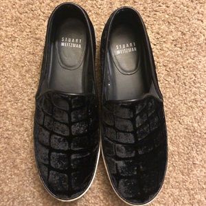 Stuart Weitzman Black Velvet Sneakers